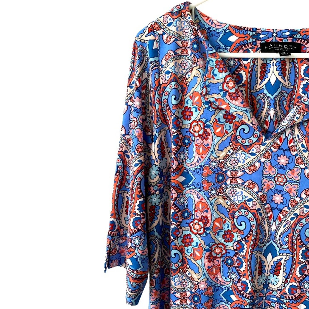 Laundry by Shelli Segal Paisley Shirt Dress Medium - Picture 5 of 8
